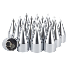 Laden Sie das Bild in den Galerie-Viewer, 33mm x 4 1/4" Chromed Spike Lug Nuts Covers Thread-On,ABS Chrome Plastic Caps Pointed Screw On Lug Nut Cover for Semi Trucks, Pack of 20/40/60 PCS
