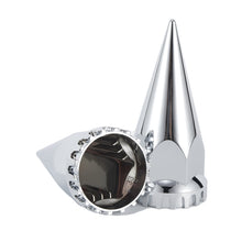 Laden Sie das Bild in den Galerie-Viewer, 33mm x 4 3/4" Chromed Spike Lug Nuts Covers Push on,ABS Chrome Plastic Caps Pointed Push-on Lug Nut Cover for Semi Trucks Trailers, Pack of 20/40/60 PCS