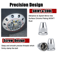 Laden Sie das Bild in den Galerie-Viewer, 33mm Lug Nut Covers Screw Onfor Semi Trucks, 33mm x 2-7/8 inch Chrome ABS Plastic Spike Covers 20 Pack Thread On Lug Nut Covers Kit, 20/40/60 PACK