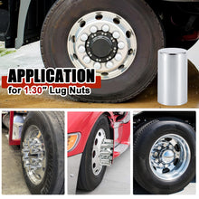 Laden Sie das Bild in den Galerie-Viewer, 33mm x 3 1/2" Lug Nut Cover ABS Chrome Plastic Cylinder Nut Cover, Push-On fit Hub Piloted Wheels, Complete Axle Cover Kits, Lug Nut Covers for Semi Trucks Trailers, 20/40/60 Pack