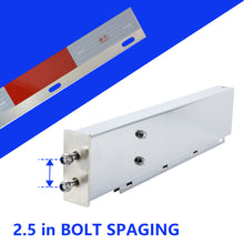 Laden Sie das Bild in den Galerie-Viewer, Stainless Steel Mud Flap Hanger Set 2-1/2" Bolt Spacing 30" Length Rear Bar with Light Cutouts for Semi Trucks, 2.5" Bolt Spring Loaded with Aluminum Reflective Tapes (Oval Light Cutouts)