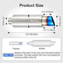 Load image into Gallery viewer, Exhaust Muffler Universal Stainless Steel Muffler Tip Straight-Through Performance for Cars Trucks, 2" Inlet/3" Outlet, Overall Length 15", Titanium Burnt Tip