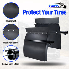 Cargar imagen en el visor de la galería, 24"x24"/24"x29" Quarter Fenders for Semi Truck, Stainless Steel, Tube Bracket and Mounting Hardware Included, Right Left, Stainless Steel Quarter Fender Kit Set, 2PCS in pair (Poly - Black)