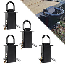 Load image into Gallery viewer, Heavy-Duty Trailer Stake Pocket D Rings with Anti-Loss Cord, Adjustable Stake Pocket Tie-Down Utility for Flatbed Trucks and Trailers, 4 Adjustable Holes, 4/8 Pack, Black/Silver