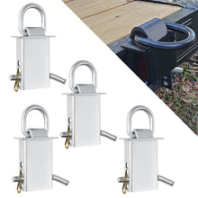 Load image into Gallery viewer, Heavy-Duty Trailer Stake Pocket D Rings with Anti-Loss Cord, Adjustable Stake Pocket Tie-Down Utility for Flatbed Trucks and Trailers, 4 Adjustable Holes, 4/8 Pack, Black/Silver