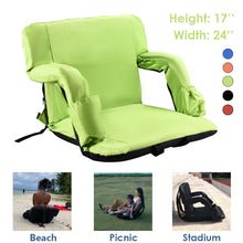 Load image into Gallery viewer, Stadium Seat for Bleacher & Bench Portable Folding Chair with Padded Cushion Reclining Stadium Chair with Back Support, Shoulder Straps, Zipper Bag
