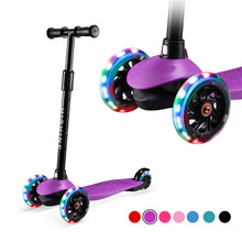 Laden Sie das Bild in den Galerie-Viewer, Hishine Kick Scooter for Kids with 3 Light up Wheels and Adjustable Height for 2-7 Years Old Ages Girls Boys Toddlers & Children,Lean to Steer, 3-Wheeled Scooters