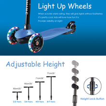 Laden Sie das Bild in den Galerie-Viewer, Hishine Kick Scooter for Kids with 3 Light up Wheels and Adjustable Height for 2-7 Years Old Ages Girls Boys Toddlers & Children,Lean to Steer, 3-Wheeled Scooters