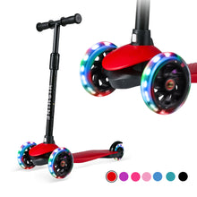 Laden Sie das Bild in den Galerie-Viewer, Hishine Kick Scooter for Kids with 3 Light up Wheels and Adjustable Height for 2-7 Years Old Ages Girls Boys Toddlers & Children,Lean to Steer, 3-Wheeled Scooters