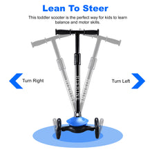 Laden Sie das Bild in den Galerie-Viewer, Hishine Kick Scooter for Kids with 3 Light up Wheels and Adjustable Height for 2-7 Years Old Ages Girls Boys Toddlers & Children,Lean to Steer, 3-Wheeled Scooters