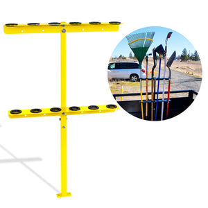 Vertical Hand Rack for Enclosed Landscaping Truck Trailer Garage or Shed Walls Holds 6 Tools for Shovels, Rakes, Hoes, Open Trailer Storage
