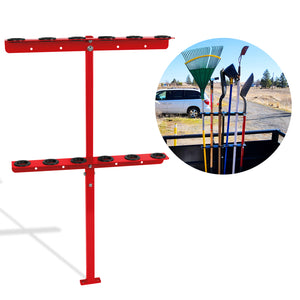 Vertical Hand Rack for Enclosed Landscaping Truck Trailer Garage or Shed Walls Holds 6 Tools for Shovels, Rakes, Hoes, Open Trailer Storage
