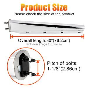 Stainless Steel Straight Spring Loaded Mud Flap Hanger Set 2-1/2" Bolt Spacing 30" Length for Semi Trucks, 2 Pcs, Silver