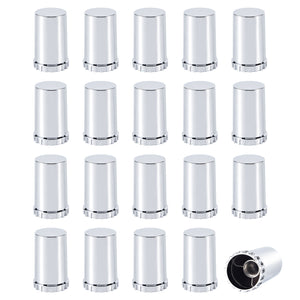 33mm Lug Nut Covers Screw On, 33mm x 3 1/2 inch Chrome ABS Plastic Cylinder Nut Covers Thread On Lug Nut Covers Kits for Semi Trucks Trailers, 20/40/60 Pack