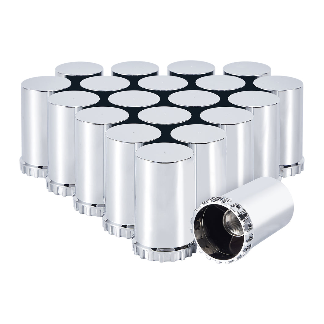33mm Lug Nut Covers Screw On, 33mm x 3 1/2 inch Chrome ABS Plastic Cylinder Nut Covers Thread On Lug Nut Covers Kits for Semi Trucks Trailers, 20/40/60 Pack