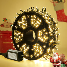 Cargar imagen en el visor de la galería, Hishine Outdoor Christmas Lights 1000LED 48FT/82FT/164FT, String Lights Indoor 8 Modes Waterproof Plug in Christmas Tree Light for Holiday, Warm White
