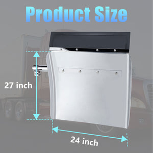 24"x24"/27“/29” Quarter Fenders for Semi Truck, Stainless Steel/Polypropylene, Tube Bracket and Single Bolt Mounting Brackets Hardware Included, Right Left 2 Set in Pair (Stainless Steel - Silver)