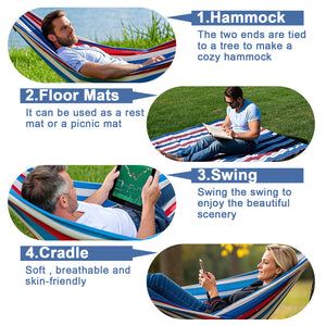 Double Hammock Comfortable for Hanging Sturdy 440lbs Capacity Hammock for Camping Outside Garden Outdoor Indoor Patio Backyard, Blue