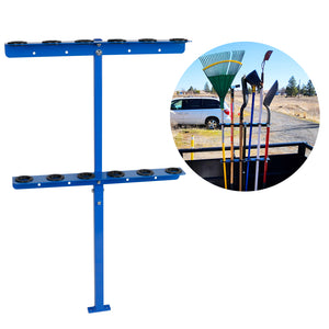 Vertical Hand Rack for Enclosed Landscaping Truck Trailer Garage or Shed Walls Holds 6 Tools for Shovels, Rakes, Hoes, Open Trailer Storage
