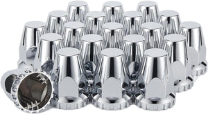33mm x 2 7/8" Lug Nut Covers Push-On Standard, ABS Chrome Plastic Lug Nut Cover for Semi Trucks Trailers, 20/40/60 Pack
