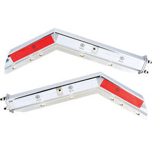 Load image into Gallery viewer, Chrome Angled Spring Loaded Mud Flap Hanger Bracket Mudflap Holder Set with Conspicuity Tape, 30&quot; Length Rear Bar for Semi Trucks, 1-1/8&quot; - 2.5&quot; Bolt Spacing Mud with Reflective Tapes, Silver
