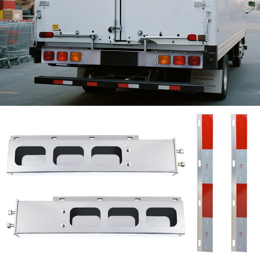 Stainless Steel Mud Flap Hanger Set with Rectangle Light Cutouts 2-1/2