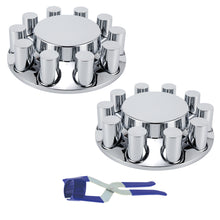Load image into Gallery viewer, Front Axle Cover Kits Chrome ABS Plastic with 33mm Thread-on Flange Nut Covers for Semi Trucks in Pairs, 2 Set
