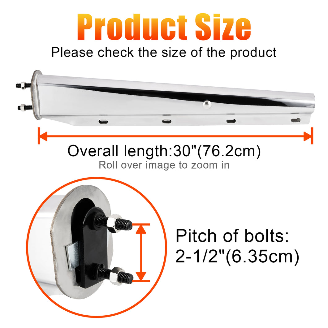 Stainless Steel Straight Spring Loaded Mud Flap Hanger Set 2-1/2