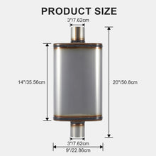 Laden Sie das Bild in den Galerie-Viewer, Exhaust Muffler Universal 409 Stainless Straight-Through Performance Muffler for Cars Trucks, 2.5&quot; Inlet/Outlet，3&quot; Inlet/Outlet, Overall Length 20&quot;
