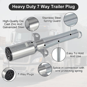 Round Trailer Connector with Cable Guard Zinc Die-Cast for Semi Truck Tractor Trailer