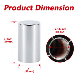 Front Axle Cover Kits Chrome ABS Plastic with 33mm Thread-on Flange Nut Covers for Semi Trucks in Pairs, 2 Set