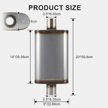 Laden Sie das Bild in den Galerie-Viewer, Exhaust Muffler Universal 409 Stainless Straight-Through Performance Muffler for Cars Trucks, 2.5&quot; Inlet/Outlet，3&quot; Inlet/Outlet, Overall Length 20&quot;
