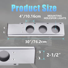 Load image into Gallery viewer, Stainless Steel Mud Flap Hanger Set with 3M Aluminum Reflective Tapes, 2.5" Bolt Spring, 2-1/2" Bolt Spacing 30" Length Rear Bar with Circle Light Cutouts, Loaded for Semi Trucks
