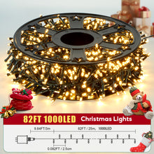 Cargar imagen en el visor de la galería, Hishine Outdoor Christmas Lights 1000LED 48FT/82FT/164FT, String Lights Indoor 8 Modes Waterproof Plug in Christmas Tree Light for Holiday, Warm White
