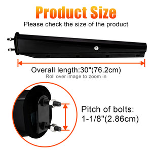 Mud Flap Hanger Set Carbon Steel Black Coated Finish, 30" Length Rear Bar for Semi Trucks, 1-1/8" - 2.5" Bolt Spacing Spring Loaded Straight Mud, Black