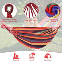 Laden Sie das Bild in den Galerie-Viewer, Double Hammock Comfortable for Hanging Sturdy 440lbs Capacity Hammock for Camping Outside Garden Outdoor Indoor Patio Backyard, Rainbow
