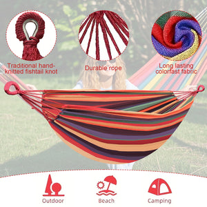 Double Hammock Comfortable for Hanging Sturdy 440lbs Capacity Hammock for Camping Outside Garden Outdoor Indoor Patio Backyard, Rainbow