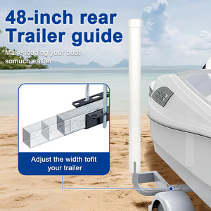 1 Pair of Boat Trailer Guide L Shaped, 40"-48" Adjustable Design Trailer Guide Ons Galvanized Steel for Boat, Fishing Boat, Sailboat Trailer, White and Silver