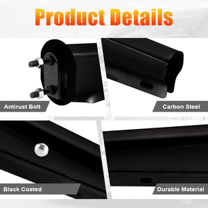 Mud Flap Hanger Set Carbon Steel Black Coated Finish, 30" Length Rear Bar for Semi Trucks, 1-1/8" - 2.5" Bolt Spacing Spring Loaded Straight Mud, Black