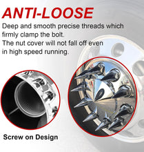 Load image into Gallery viewer, 33mm x 4 3/4&quot; Chromed Spike Lug Nuts Covers Thread-On,ABS Chrome Plastic Caps Pointed Screw On Lug Nut Cover for Semi Trucks, Pack of 20/40/60 PCS
