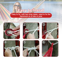 Laden Sie das Bild in den Galerie-Viewer, Double Hammock Comfortable for Hanging Sturdy 440lbs Capacity Hammock for Camping Outside Garden Outdoor Indoor Patio Backyard, Rainbow
