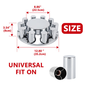 Front Axle Cover Kits Chrome ABS Plastic with 33mm Thread-on Flange Nut Covers for Semi Trucks in Pairs, 2 Set