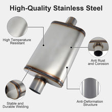 Laden Sie das Bild in den Galerie-Viewer, Exhaust Muffler Universal 409 Stainless Straight-Through Performance Muffler for Cars Trucks, 2.5&quot; Inlet/Outlet，3&quot; Inlet/Outlet, Overall Length 20&quot;
