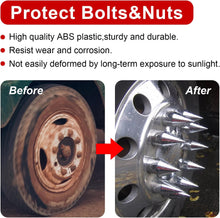 Load image into Gallery viewer, 33mm x 4 1/4&quot; Chromed Spike Lug Nuts Covers Push on,ABS Chrome Plastic Caps Pointed Push-on Lug Nut Cover for Semi Trucks Trailers, Pack of 20/40/60 PCS
