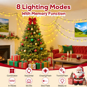 Hishine Outdoor Christmas Lights 1000LED 48FT/82FT/164FT, String Lights Indoor 8 Modes Waterproof Plug in Christmas Tree Light for Holiday, Warm White