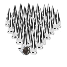Load image into Gallery viewer, 33mm x 4 3/4&quot; Chromed Spike Lug Nuts Covers Push on,ABS Chrome Plastic Caps Pointed Push-on Lug Nut Cover for Semi Trucks Trailers, Pack of 20/40/60 PCS
