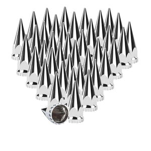 33mm x 4 3/4" Chromed Spike Lug Nuts Covers Push on,ABS Chrome Plastic Caps Pointed Push-on Lug Nut Cover for Semi Trucks Trailers, Pack of 20/40/60 PCS