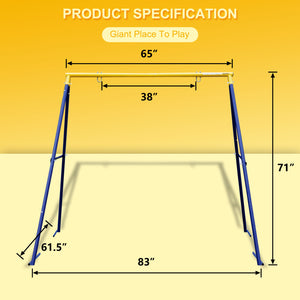 Hishine Swing Stand for Porch Outdoor Heavy Duty Swing Frame, Full Steel Metal Frame with 4 Ground Pegs, 71" Height Holds Up to 550lbs (Swing NOT Included)