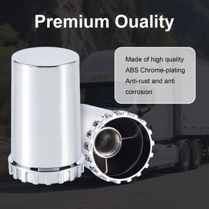 33mm Lug Nut Covers Screw On, 33mm x 3 1/2 inch Chrome ABS Plastic Cylinder Nut Covers Thread On Lug Nut Covers Kits for Semi Trucks Trailers, 20/40/60 Pack