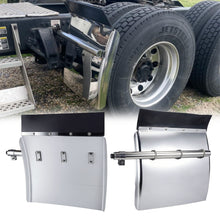 Load image into Gallery viewer, Quarter Fenders Set with Tube 24&quot; x 24&quot;, Deluxe Stainless Steel, Triangle Bracket and Mounting Hardware Included, Right Left, Fit for Semi Truck
